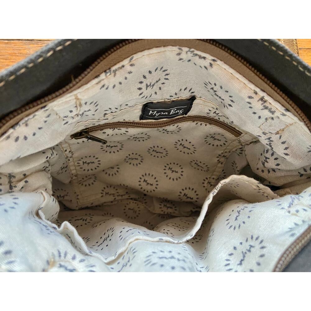MYRA BAG Boho/Western Woven Cotton Crossbody Bag w/Leather Trim - Picture 3 of 13